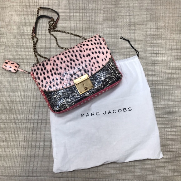 Marc Jacobs Mini Polly Snakeskin Pink/Black/Multi Bag - Picture 1 of 9